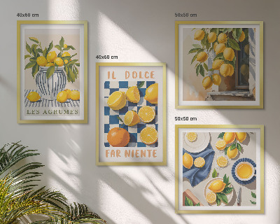 Wanddeko-set Retro gelbe Zitrusfrüchte