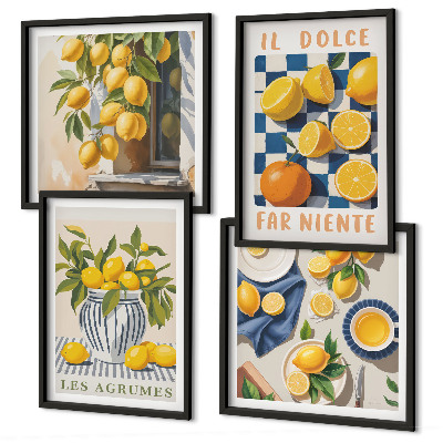 Wanddeko-set Retro gelbe Zitrusfrüchte