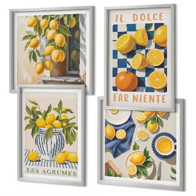 Wanddeko-set Retro gelbe Zitrusfrüchte