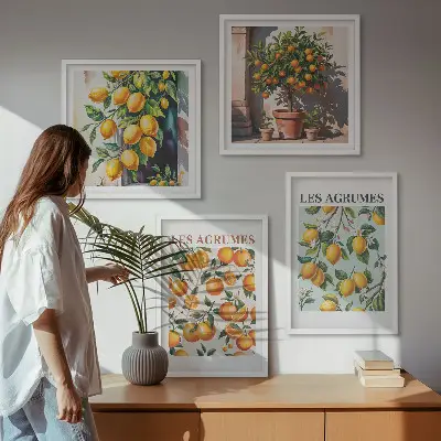 Polyptychon mit Rahmen fruchtiges Zitrusmuster