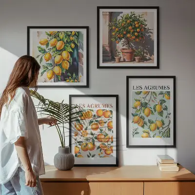Polyptychon mit Rahmen fruchtiges Zitrusmuster