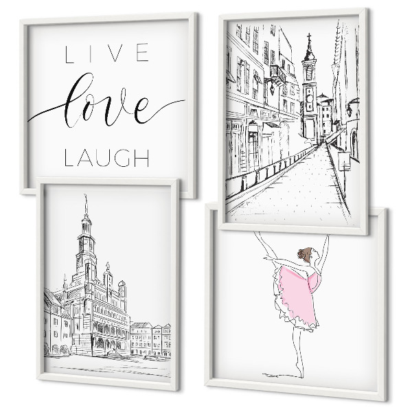 Wanddeko-set Stilvolle Grafik, Ballerina-Architektur