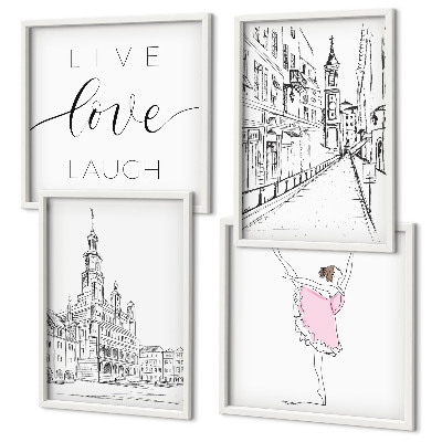 Wanddeko-set Stilvolle Grafik, Ballerina-Architektur