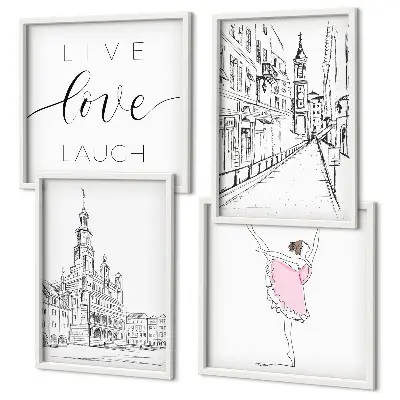 Wanddeko-Set stilvolle Grafik mit Ballerina-Architektur