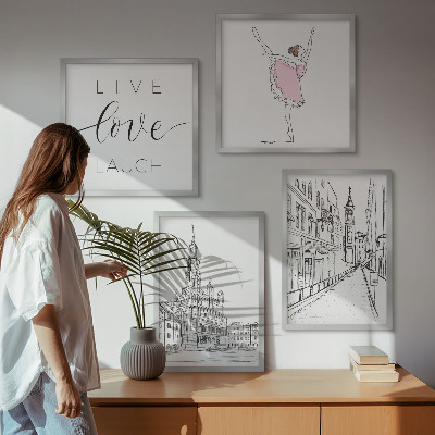 Wanddeko-set Stilvolle Grafik, Ballerina-Architektur