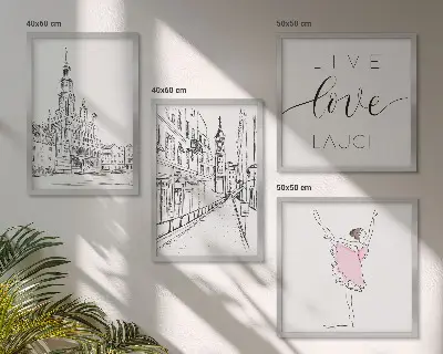 Wanddeko-Set stilvolle Grafik mit Ballerina-Architektur