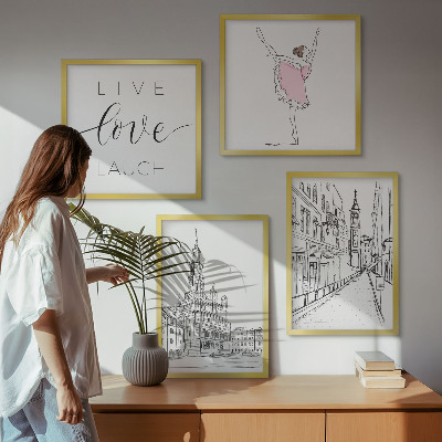 Wanddeko-set Stilvolle Grafik, Ballerina-Architektur
