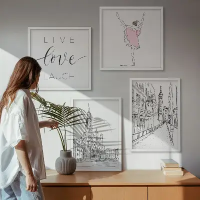 Wanddeko-Set stilvolle Grafik mit Ballerina-Architektur