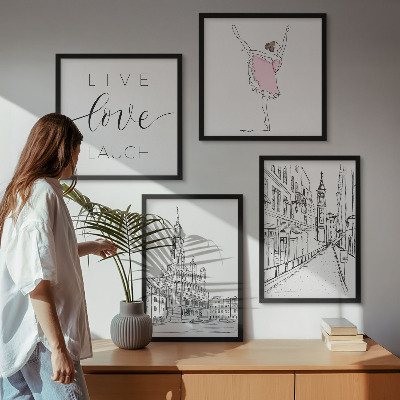 Wanddeko-set Stilvolle Grafik, Ballerina-Architektur