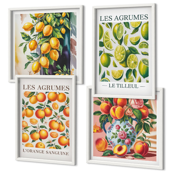 Wanddeko-set Frische, farbenfrohe Zitrusfrüchte