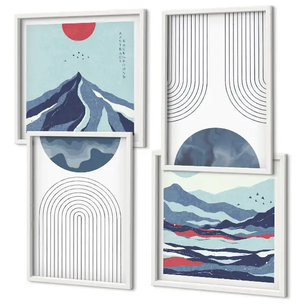 Wanddeko-Set mit abstrakten Berglandschaften