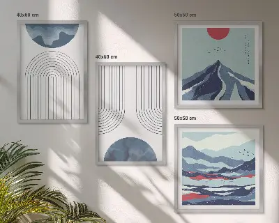 Wanddeko-Set mit abstrakten Berglandschaften