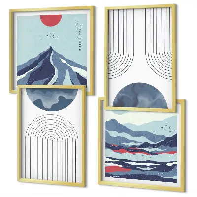 Wanddeko-Set mit abstrakten Berglandschaften