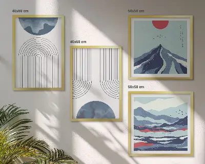 Wanddeko-Set mit abstrakten Berglandschaften