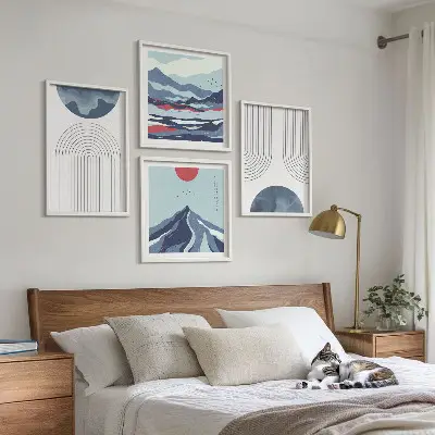 Wanddeko-Set mit abstrakten Berglandschaften