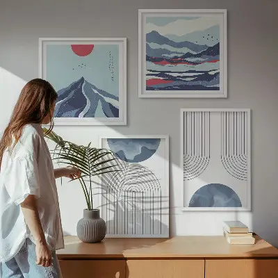 Wanddeko-Set mit abstrakten Berglandschaften