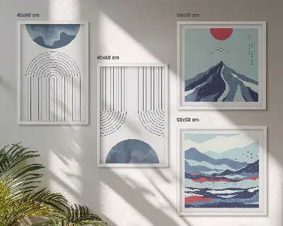 Wanddeko-Set mit abstrakten Berglandschaften