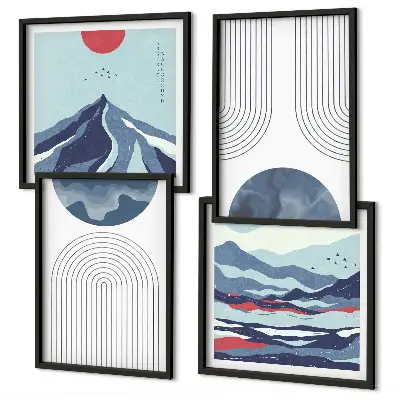 Wanddeko-Set mit abstrakten Berglandschaften
