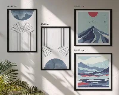 Wanddeko-Set mit abstrakten Berglandschaften