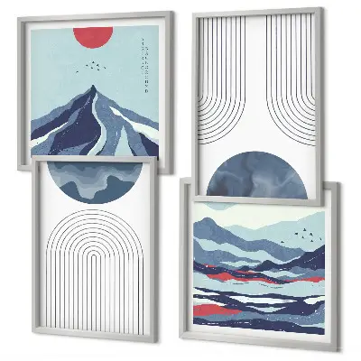 Wanddeko-Set mit abstrakten Berglandschaften