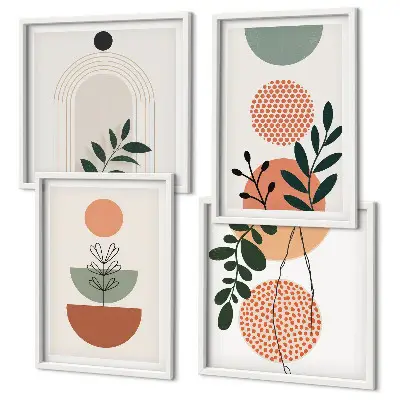 Wanddeko-Set mit modernen Pflanzenmotiven