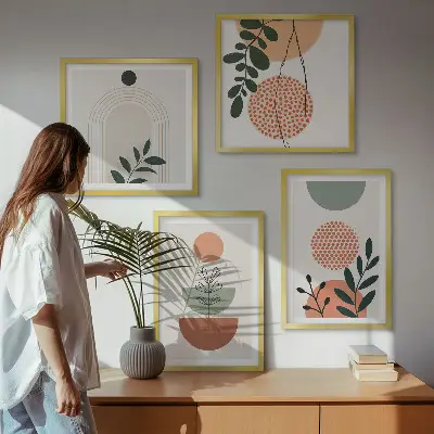 Wanddeko-Set mit modernen Pflanzenmotiven