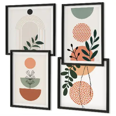 Wanddeko-Set mit modernen Pflanzenmotiven