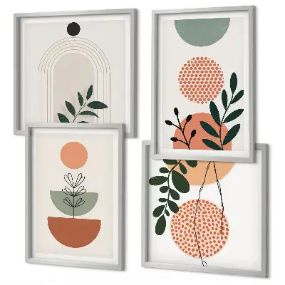 Wanddeko-Set mit modernen Pflanzenmotiven