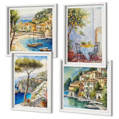 Wanddeko-Set mit italienischen Städten als Aquarell