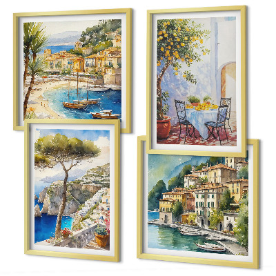Wanddeko-set Italienische Städte (Aquarell)