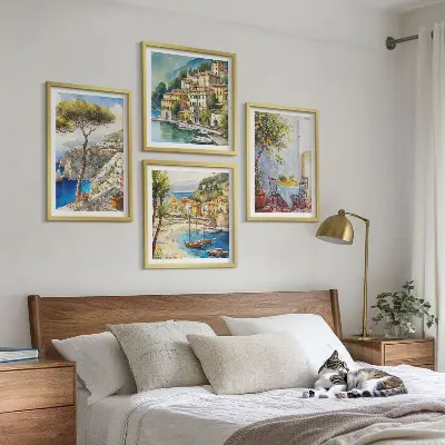 Wanddeko-Set mit italienischen Städten als Aquarell