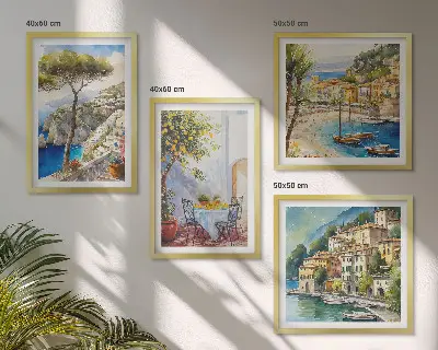 Wanddeko-Set mit italienischen Städten als Aquarell