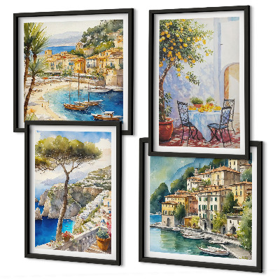 Wanddeko-set Italienische Städte (Aquarell)