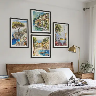 Wanddeko-Set mit italienischen Städten als Aquarell