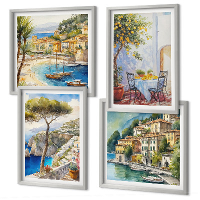 Wanddeko-set Italienische Städte (Aquarell)