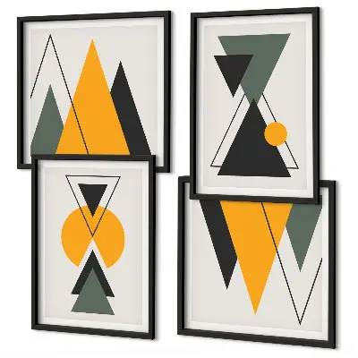 Abstrakte geometrische Formen als gerahmtes Polyptychon