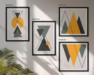 Abstrakte geometrische Formen als gerahmtes Polyptychon