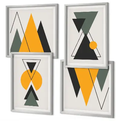 Abstrakte geometrische Formen als gerahmtes Polyptychon