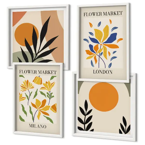 Wanddeko-Set mit Blumenpostern von Paris und Mailand