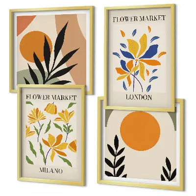 Wanddeko-Set mit Blumenpostern von Paris und Mailand