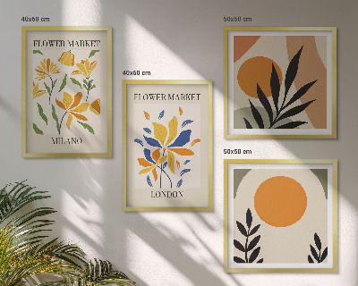 Wanddeko-set Blumenposter Paris Mailand