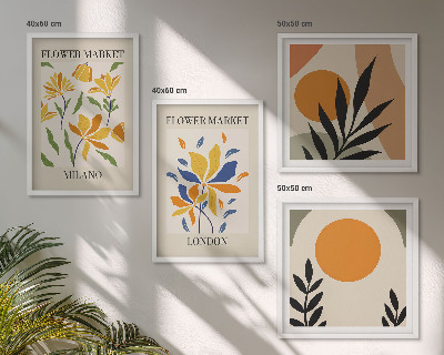 Wanddeko-set Blumenposter Paris Mailand