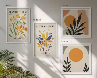 Wanddeko-Set mit Blumenpostern von Paris und Mailand