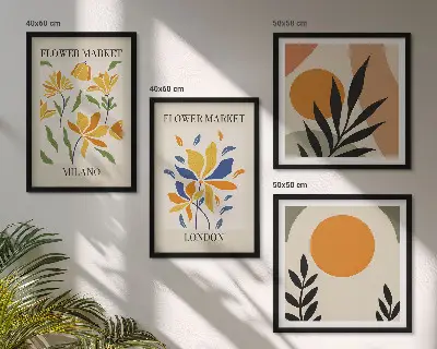 Wanddeko-Set mit Blumenpostern von Paris und Mailand