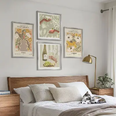Blumenmuster aus europäischen Städten polyptychon mit rahmen