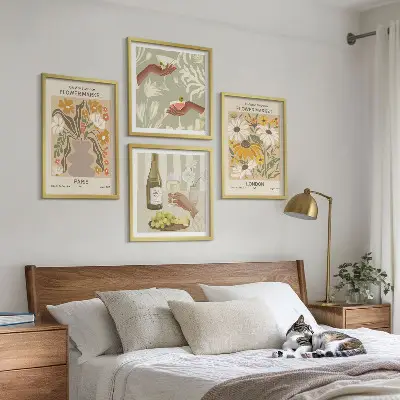 Blumenmuster aus europäischen Städten polyptychon mit rahmen