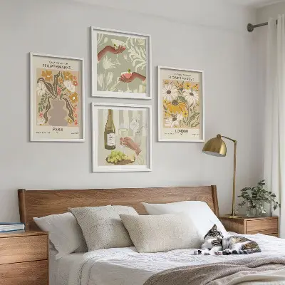 Blumenmuster aus europäischen Städten polyptychon mit rahmen
