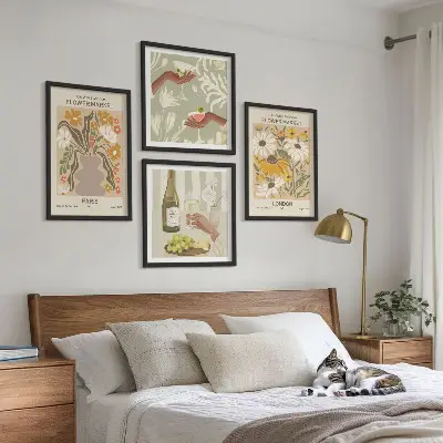 Blumenmuster aus europäischen Städten polyptychon mit rahmen