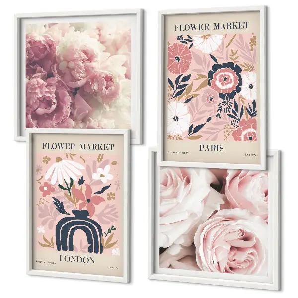 Wanddeko-Set mit Rosenmotiven im Stil von Paris