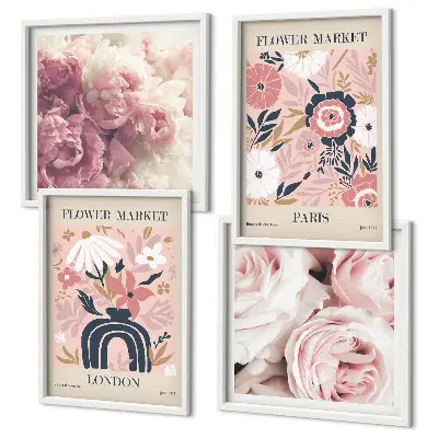 Wanddeko-Set mit Rosenmotiven im Stil von Paris